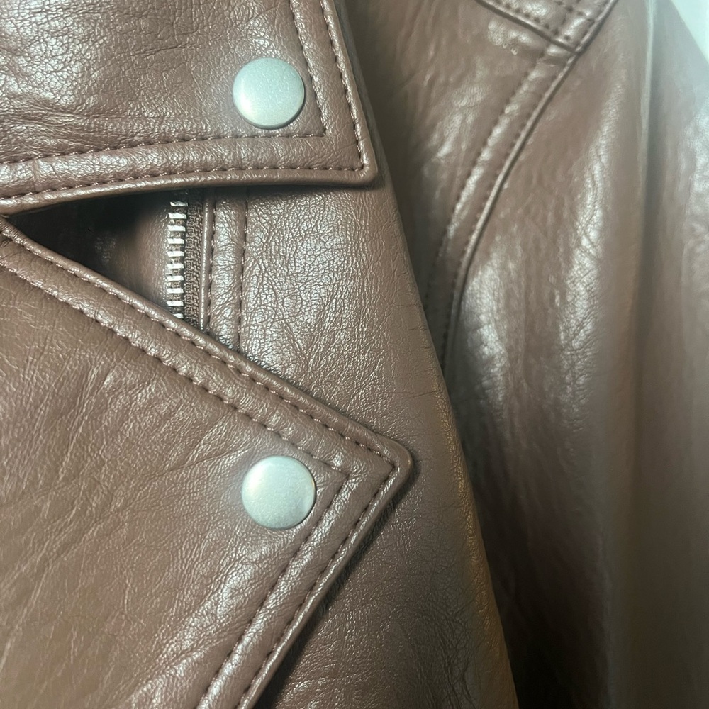 Old Navy Brown Faux Leather Fall Jacket - Picture 4 of 8